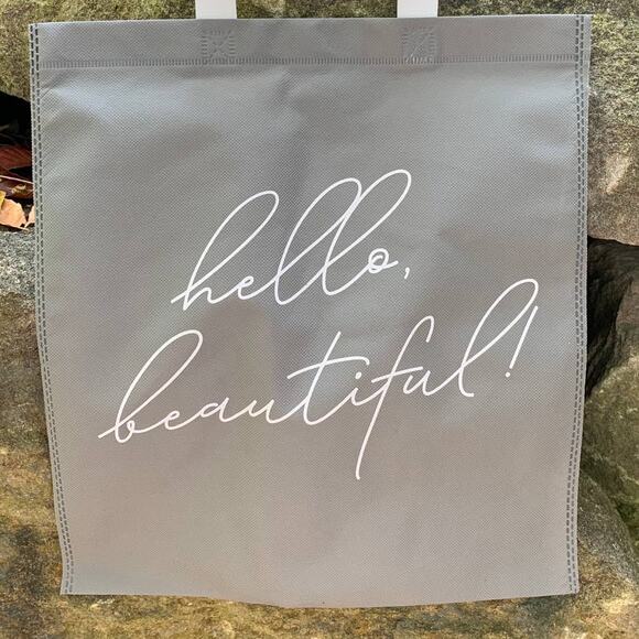 Upcycled Handmade Autumn Harvest Pumpkin Hello Beautiful Fall Shopper Tote Bag - Picture 3 of 3